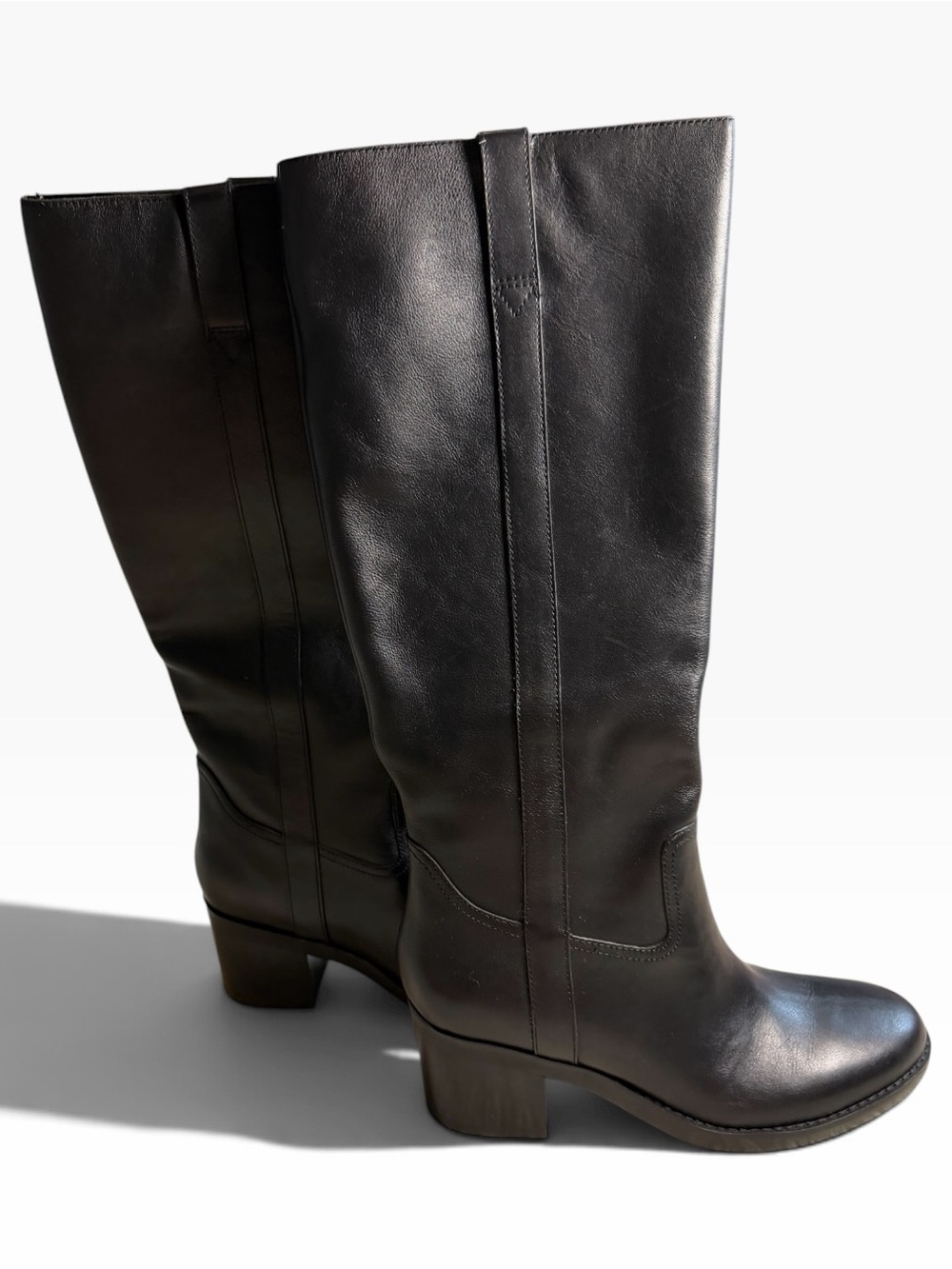 Marc Fisher Black Leather Boots with Block Heel